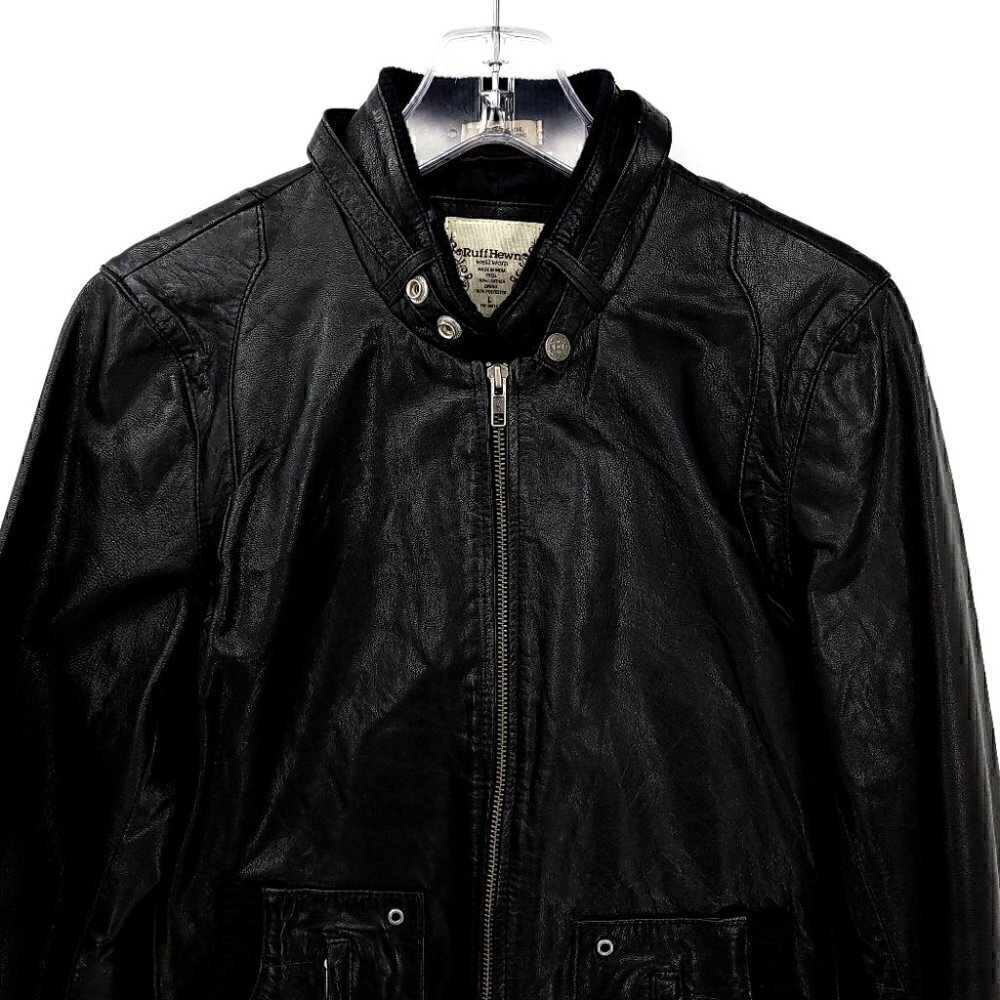 Ruff Hewn Leather Women's L Black Jacket '80s Flashback Zipper Sleeves Stretch - Picture 3 of 16